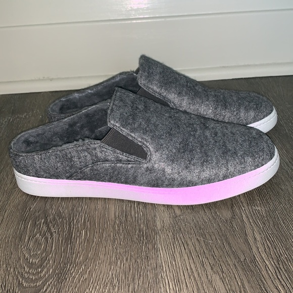 Vince Shearling Lined Verrell Slide Mule Sneakers, Felt Pewter